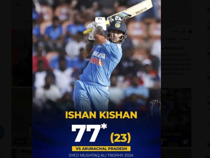 Ishan Kishan, Jharkhand cricket team, Syed Mushtaq Ali Trophy, T20 cricket, Indian cricket, cricket records, cricket news, sports news, Ishan Kishan record-breaking innings, Jharkhand's historic win, fastest T20 innings, highest strike rate in T20 cricket, Indian cricket records, Syed Mushtaq Ali Trophy 2023, Wankhede Stadium, Arunachal Pradesh cricket team, Ishan Kishan breaks T20 record, Jharkhand's record-breaking T20 win, fastest T20 chase ever, highest strike rate in T20 cricket history, Indian cricket news today, Syed Mushtaq Ali Trophy latest news, cricket records 2023, cricket news updates, sports news headlines,