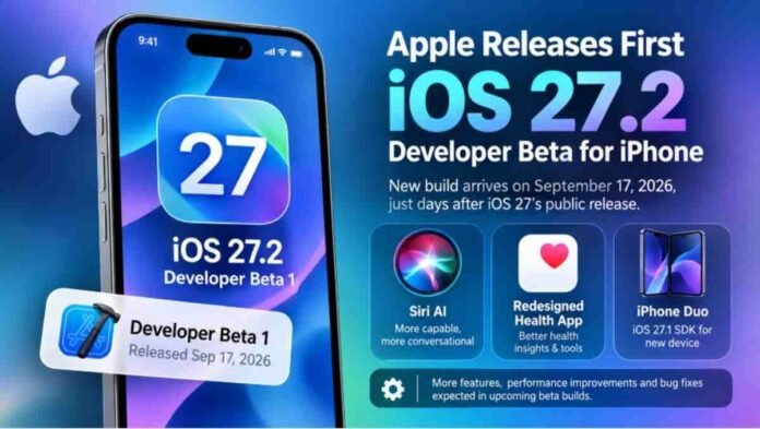 Apple, iOS 27.2, iOS 27.2 Beta, iOS 27.2 Developer Beta, iOS 27, iPhone, Apple iPhone, iOS Update, iPhone Software Update, Apple Developer Beta, iPhone Duo, Siri AI, Apple Health App, Apple Software